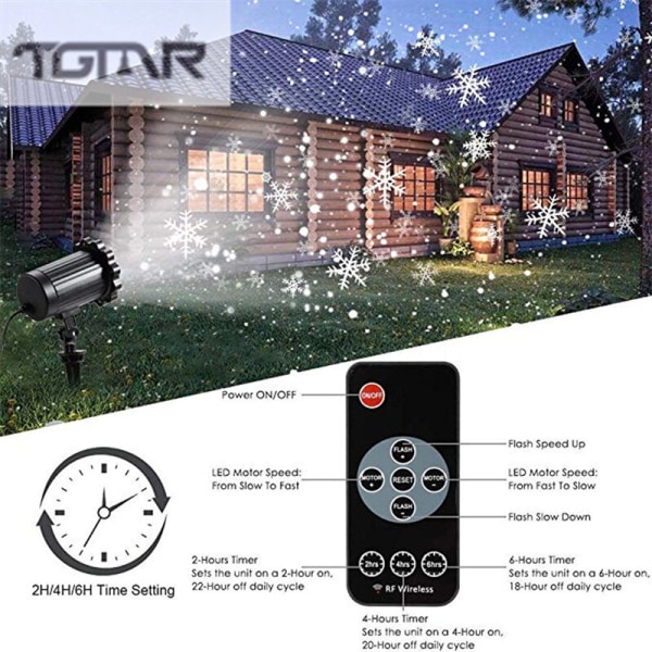 Mini LED Christmas Snowflake Projector Light with remote control