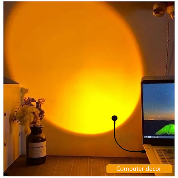 USB Solnedgång Regnbågslampa Projektor Stämningsljus sunset yellow 18cm