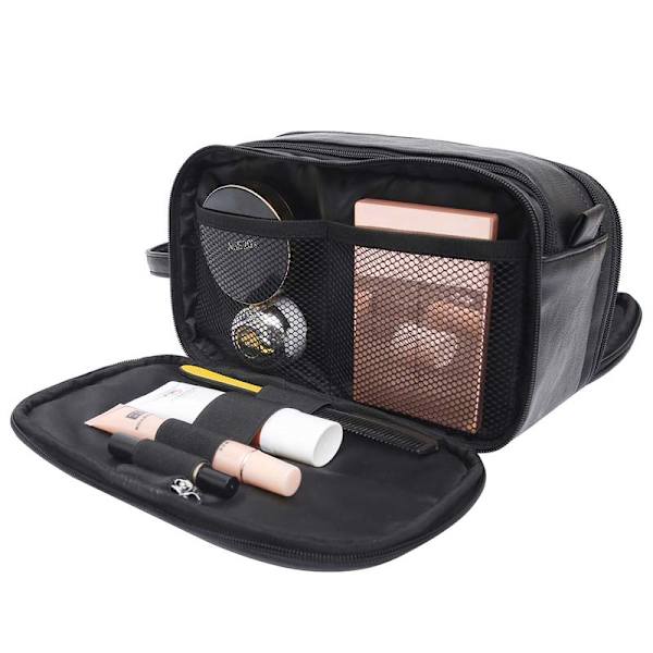 Mænd rejsetoiletartikler PU læder kosmetiktasker black 26.5*15*16 CM