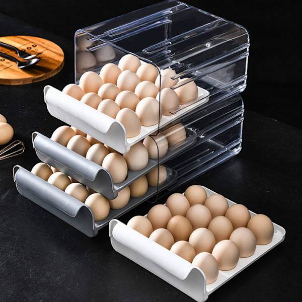 32 Grid Egg Skuffe Køleskab Transparent opbevaringsstativ Orange