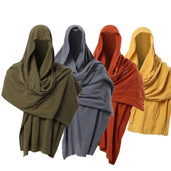 Vintage Pirate Scarf Medeltida Hood Cloak Halloween Cosplay Medeltiden Shoulder Cowl wrinkle 4