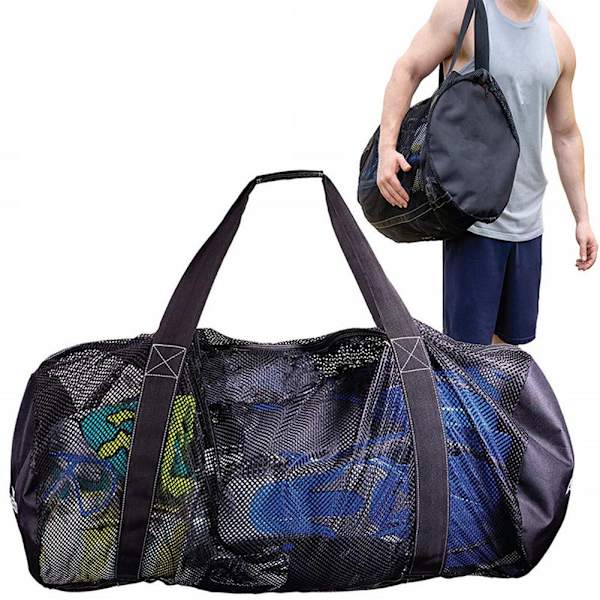 Multifunktionel snorkling, foldbar mesh bærbar Tote black small