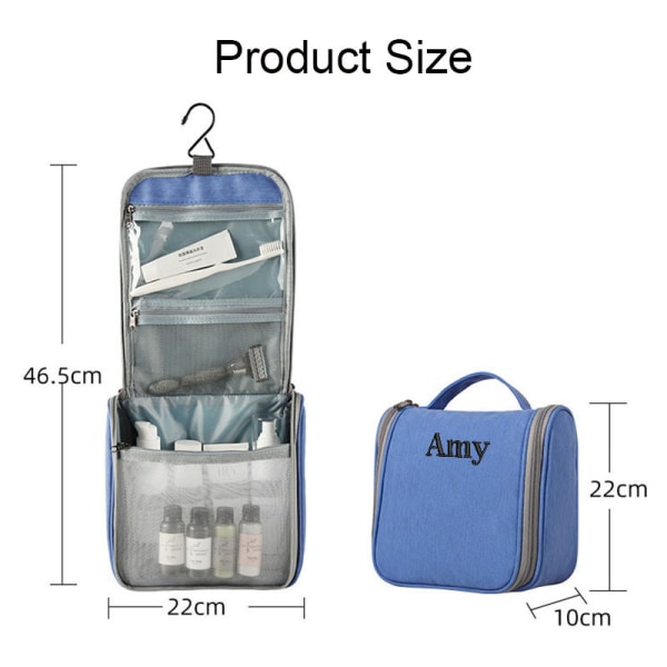 Bærbar til rejsetoiletartikler Kosmetisk taske med stor kapacitet gray 22*10*22cm