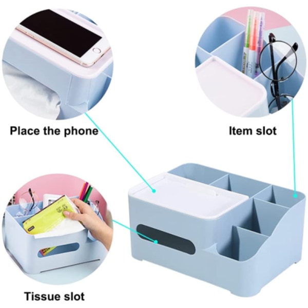 Hjemmekontor Opbevaringsbord Stationery Organizer Box blue 24.5*17.5*10.6cm