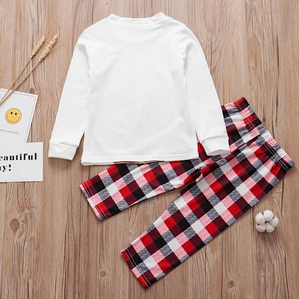 Joulukokoiset pyjamat aikuiset lapset perheeseen sopivat asut Top+housut Father M