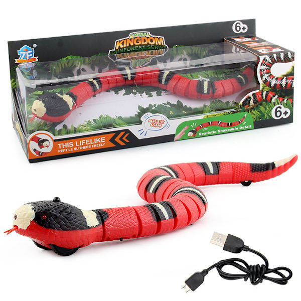Smart Sensing Snake Børnelegetøj USB genopladeligt red 40*4*3.5cm