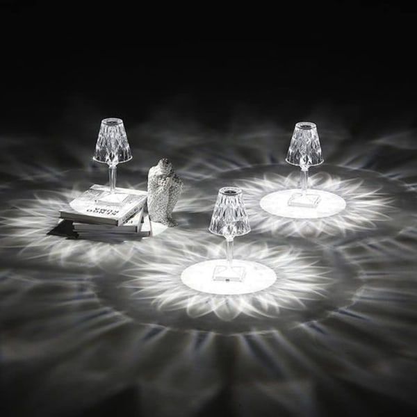 IC Kristalllampa, sladdlös lampa, färgskiftande touchlampa, laddningsbar diamantbordslampa för vardagsrum, sovrum, festmiddag (3 färger)