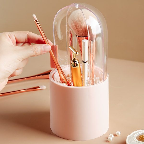 Lady's kosmetiske make-up børste opbevaringsboks pink 22.5*10.5cm