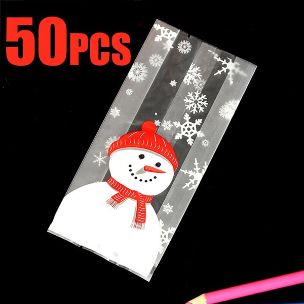 Snowman Plastic Gaveposer Candy Cookie Bagning Emballagepose snowman 50pcs