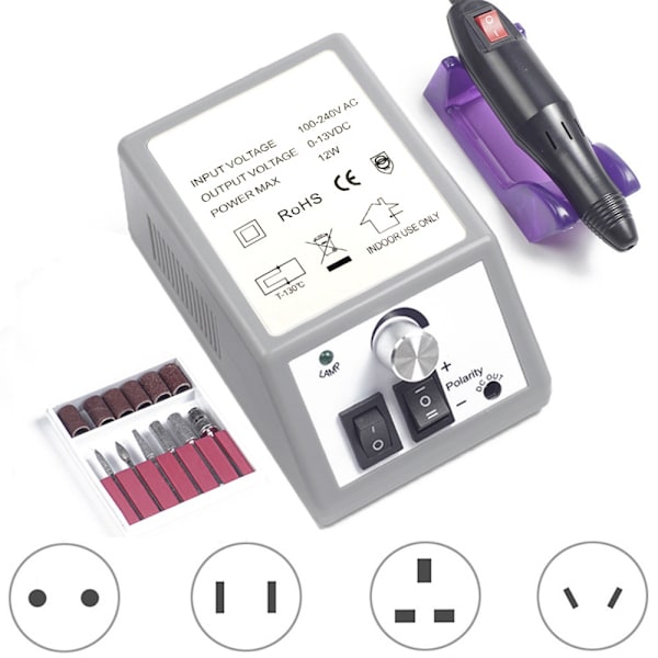 Nagelborrmaskin Professionell manikyr Nagelfil Kit Akryl gray 24.5*14.7*6.7CM
