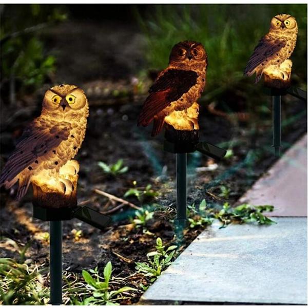 Garden Owl Outdoor Solar LED Trädgårdsljus red