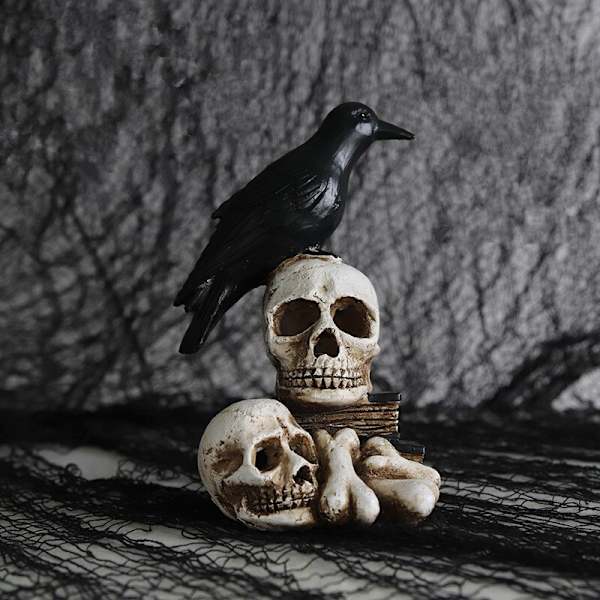 Kraniestatuer Sort Fugl Krage Glødende Skelet Lampe skeleton 12*17.5*11.5cm