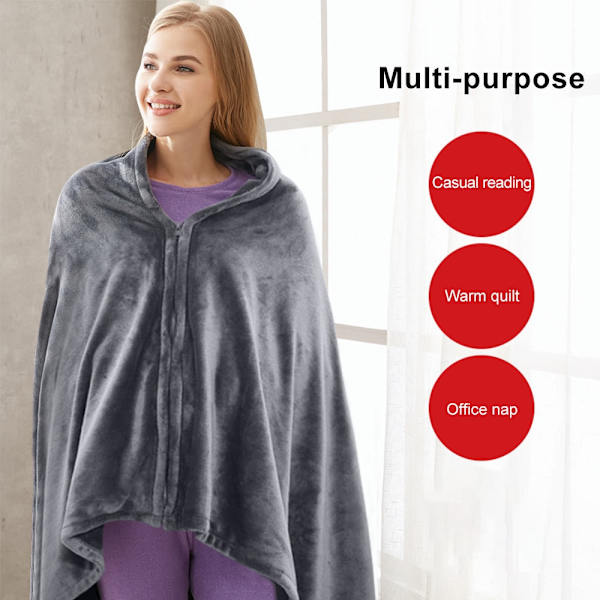 USB Elektrisk Varmetæppe Varmt Sjal Coral Fleece Plys gray 150x85CM