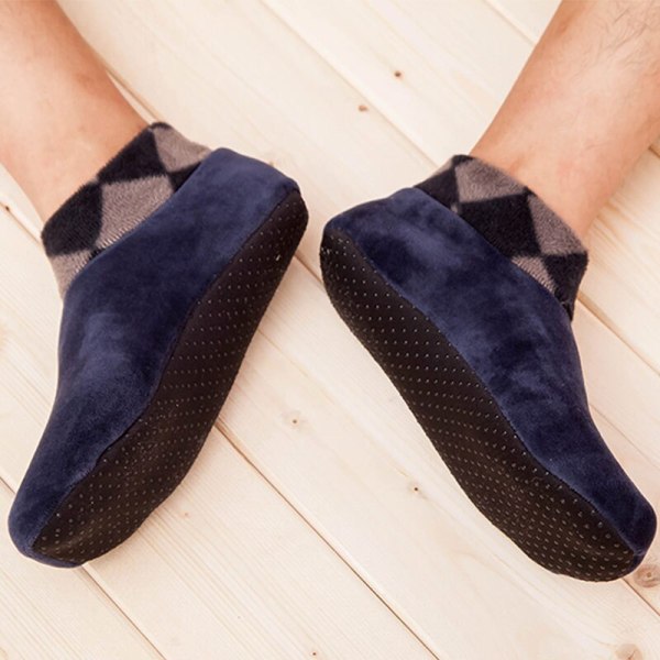 Män Kvinnor Tjocka Vinter Varma strumpor Halkfria inomhusgolv Mjuk Casual Slipper Strumpor Black Male