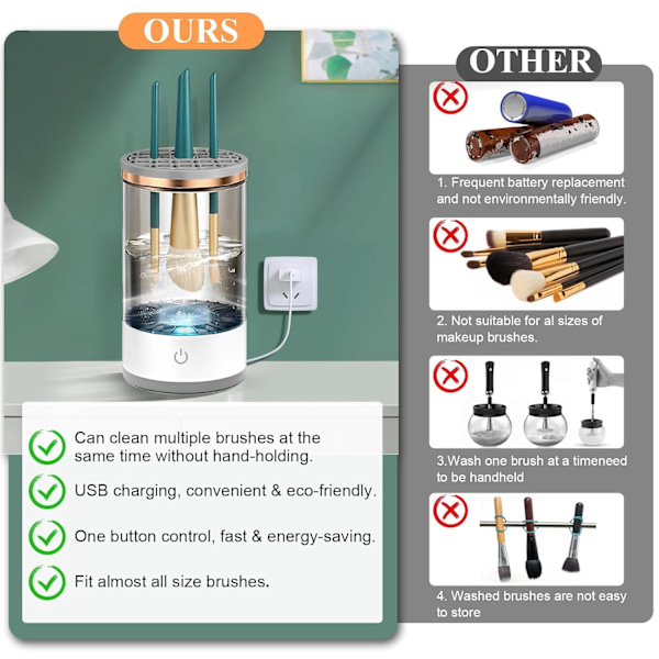 Automatisk makeupbørste rengøringsmaskine elektrisk makeupbørste rengøringsværktøj god gave til mor, kone