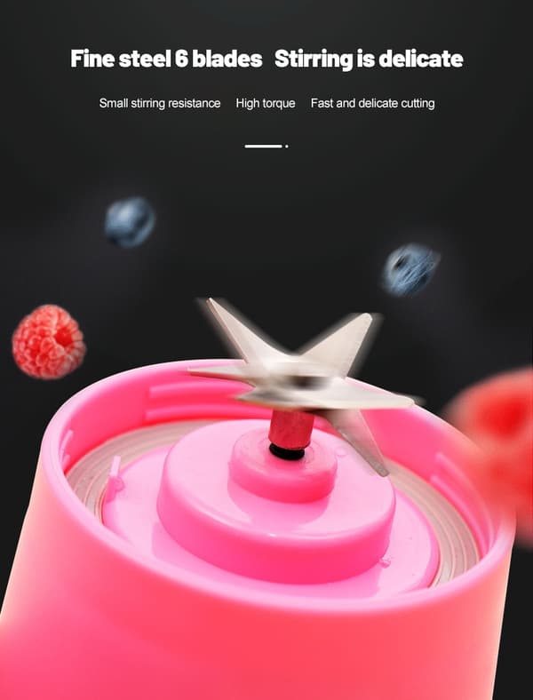 Mini Smoothie Blender Milkshake Cup Mehusekoitin Ladattava pink 7.5*7.5*23cm