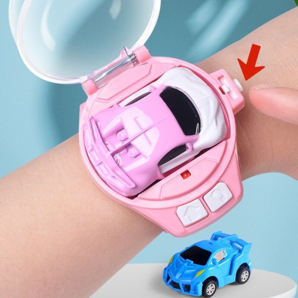 Nyhed Rc Car Toy Watch Mini Watch Bærbar Car Cartoon Shape Usb Charging Watch Car Pink