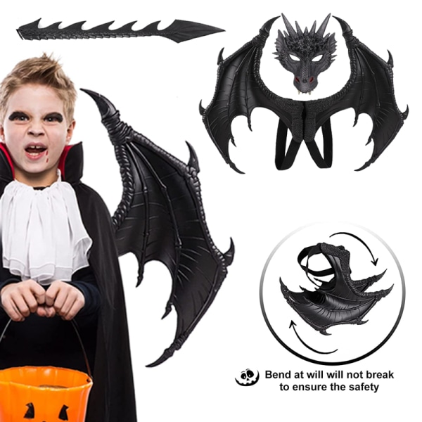 Halloween Cospty Dragonadult børnefest dyrekostume black 60*45*8cm