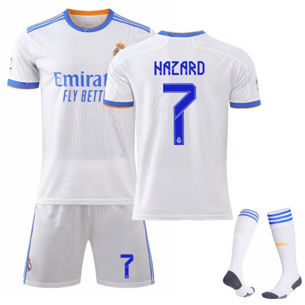 Børn / Voksen 21 22 World Cup Real Madrid Hjemmetrøje fodboldsæt Hazard-7 28#