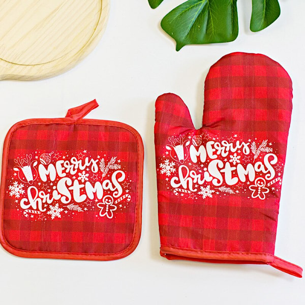 2st/ set Köks Anti-het Handskar Jul Mikrovågsugn Handske red Christmas Grids