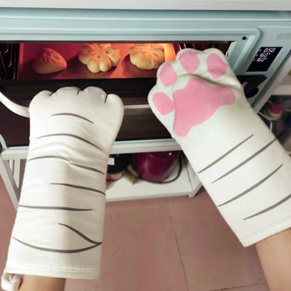 Sarjakuva Cat Paws lämmönkestävät mikroaaltouunikäsineet yellow 30*13CM