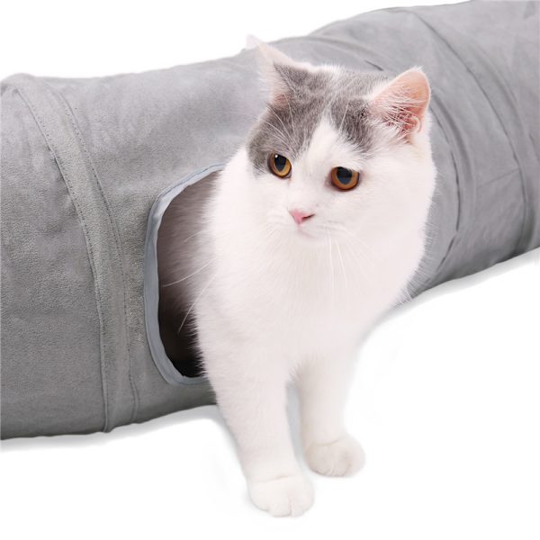 S Shape Sammenklappelig Cat Tunnel Cat Legetøj Slidstærkt ruskind gray 124*26cm