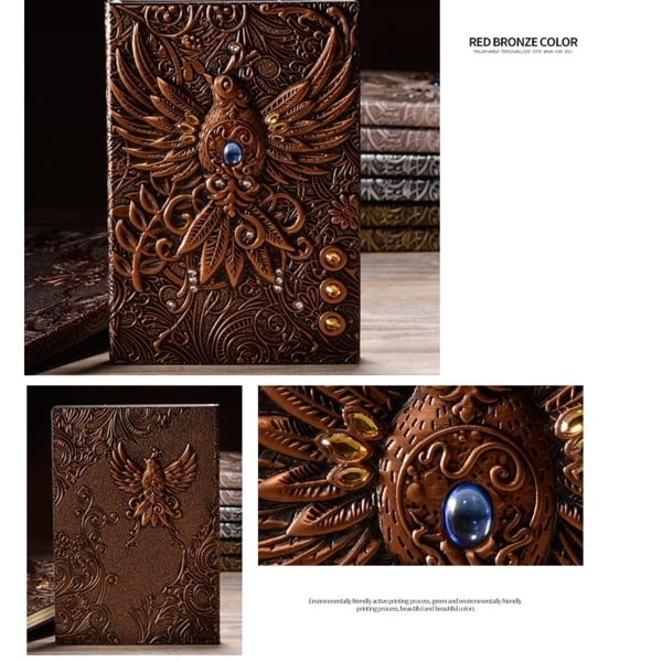 A5 3D-präglat läderutskrift Präglat Phoenix Diary Notebook Multicolor