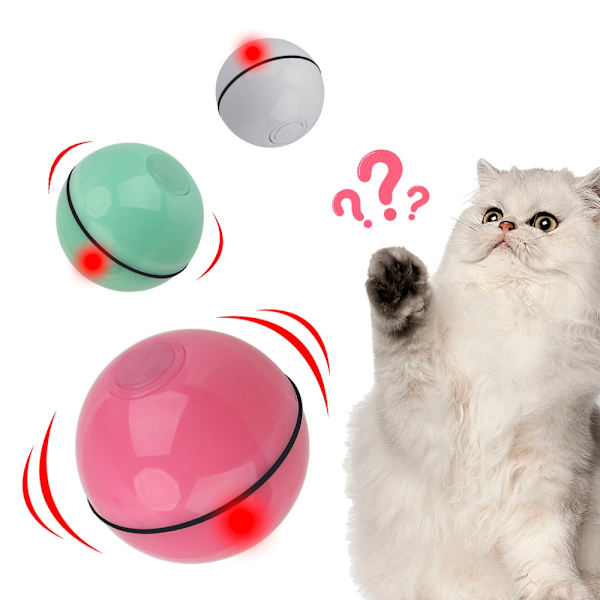 Elektrisk rullande smart boll USB laddning Automatisk kattleksak pink 6.4cm(diameter)