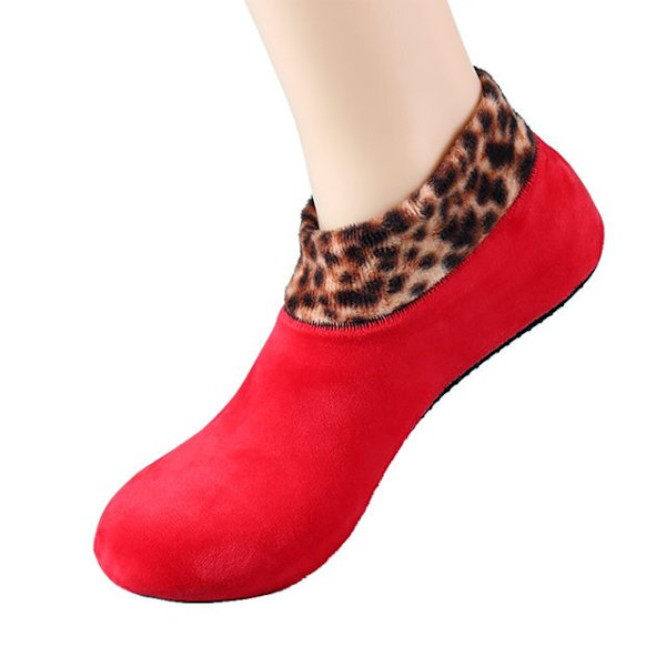 Män Kvinnor Tjocka Vinter Varma strumpor Halkfria inomhusgolv Mjuk Casual Slipper Strumpor Red Female