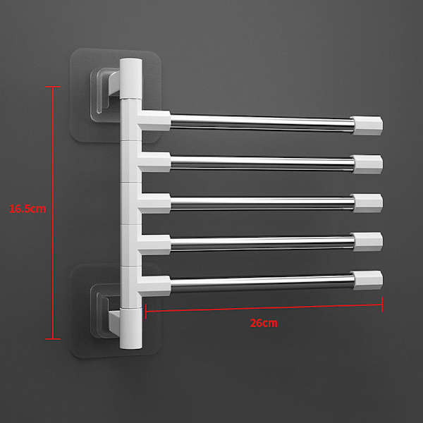 Rostfritt stål, perforerat badrumsställ för förvaring av roterande handdukar Towel rack 4 layer