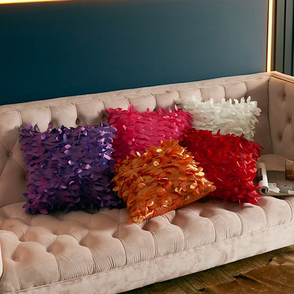 Polyesterisatiini 3D kasvien lehdet kirjonta tyynyliina 11 väri moderni koristeellinen sohva cover uudenvuoden joulun kodin sisustus Red 43X43CM-pillow cover