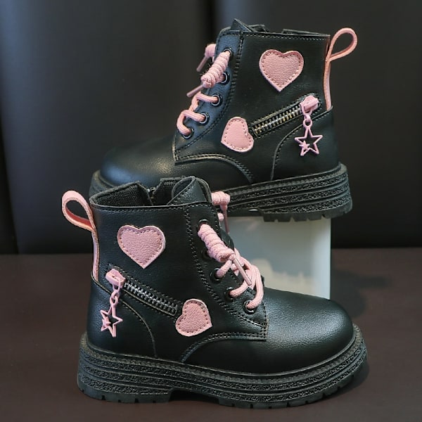 Tytöt Saappaat Lapset Muoti kumisaappaat Cool Girl Syksy ja Talvi Puuvilla Pehmeä Pohja Pinkki Love Side Vetoketju pink 26