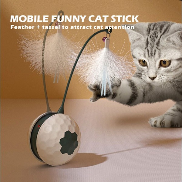 Smart Tumbler Cat Teaser Sticks Interaktivt kattelegetøj Selvbevægelig vibrationssensor Killingelegetøj White