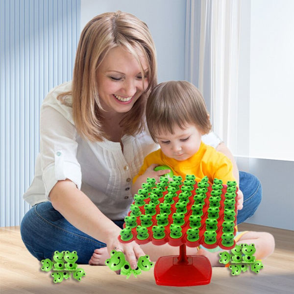 Montessori Math Legetøj Frø Balance Træ Pædagogisk green+red 32*17.5*3cm(packaging)