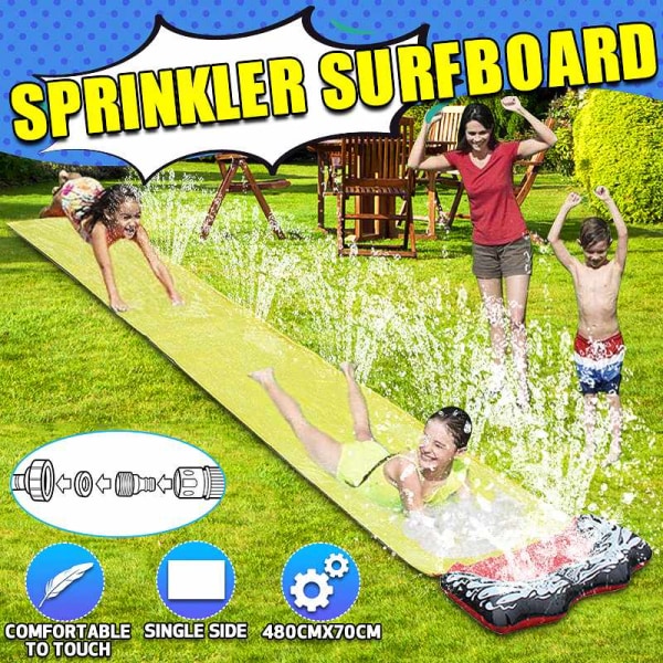 Splash Mat Sprinkleri Puutarha ulkona surffailla vesiliukumäki lapsille hauskaa nurmikkoa vesiliukumäkeä uima-altaat kesällä surffilautalelut yellow