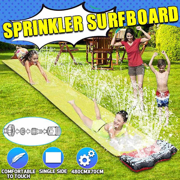 Stänkmatta Sprinkler Trädgård Utomhus Surfing Vattenrutschbana Barn Kul Gräsmatta Vattenrutschbanor Pooler Sommar Surfbräda Leksaksspel yellow