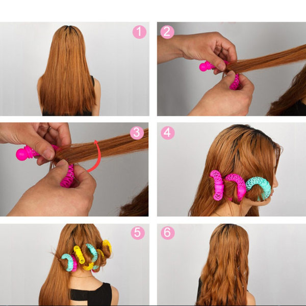 Hair Curler Hår Donuts Hårstyling Roller Barber Bendy Curls colorful 8pcs