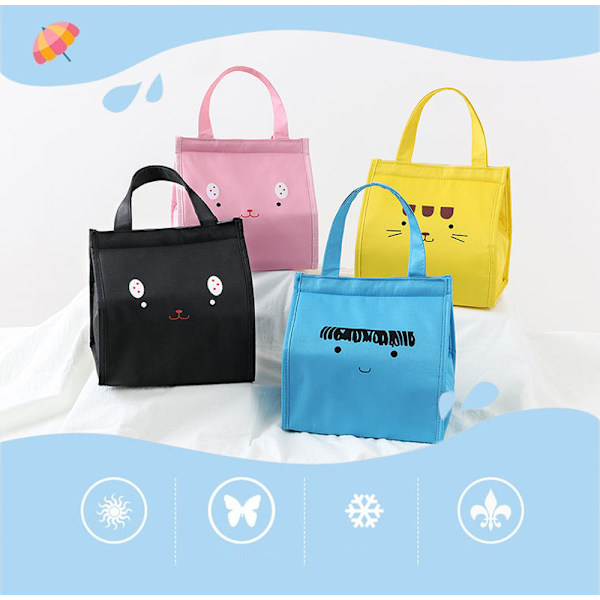 Termisk frokosttaske Dame Bærbare Tote Isolerede køletasker black 22*17*23.5cm