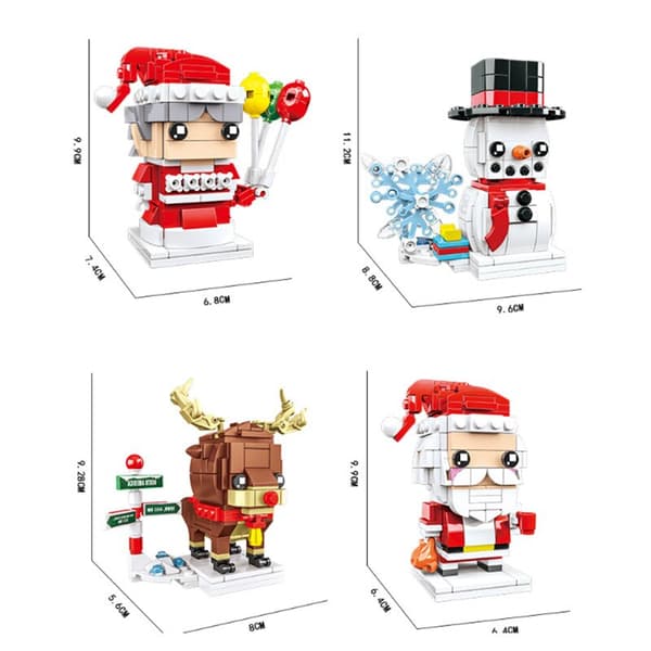 Santa älg snögubbe små partiklar byggstenar DIY gåva elk