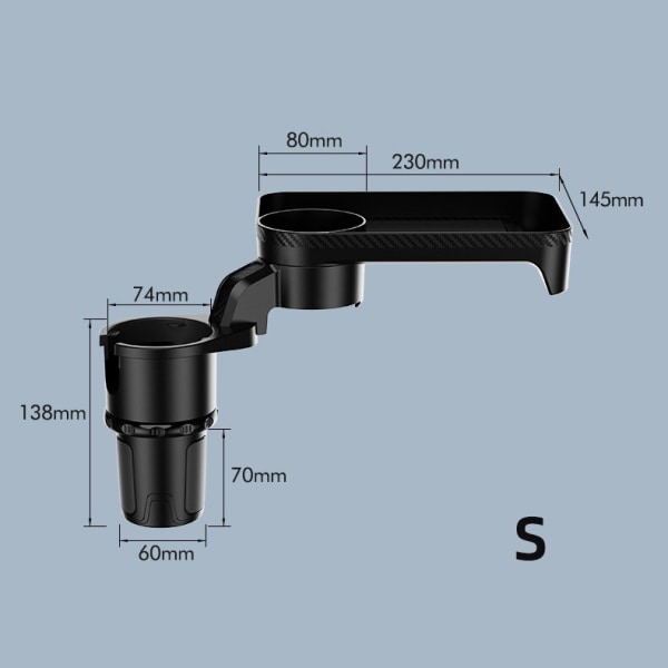 Bilkopholder Expander Adapter 360° roterende tallerkenbakke black small