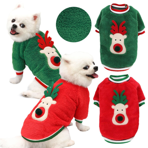 Hundar Julkläder Vinter Varm Mjuk Fleece Hundtröja red small