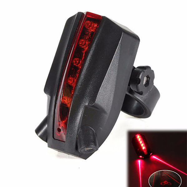 Laser og LED baglygte til cykelbaglygte Sikkerhedsadvarselslampe red+black 8.6x3.1x4 .9cm