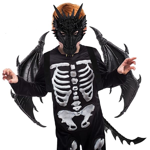 Halloween Cospty Dragonadult Kids Party Djurdräkt black 60*45*8cm