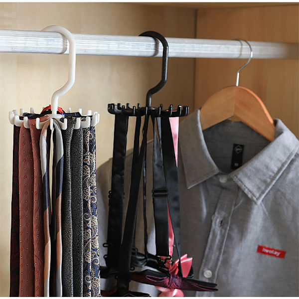 360 Rotate Tie Hanger Plast Portable Tie Rack black 11X3.8X11CM