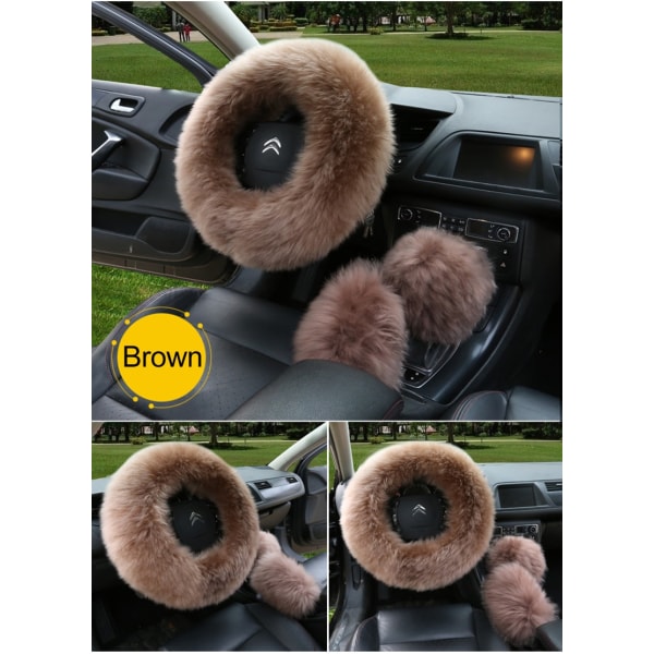 3 kpl turkis ohjauspyörän cover Real Sheepskin Auto Set pink Dia 37-38cm