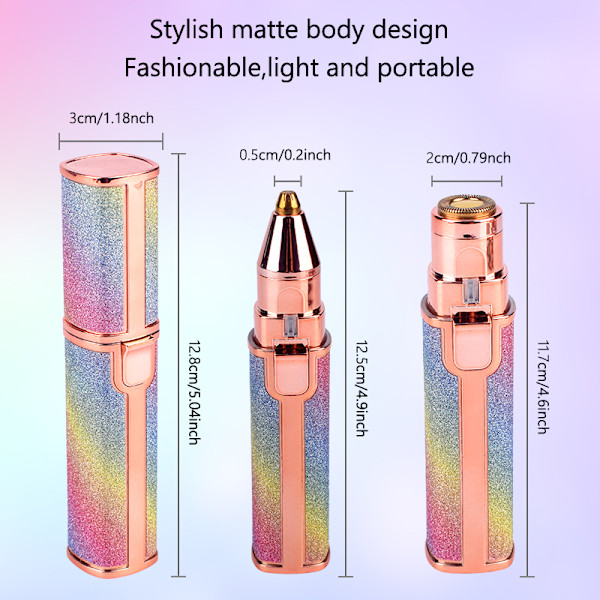 Bærbar minibarbertrimmer Smertefri øjenbrynsepilator gradient 12.8*3cm