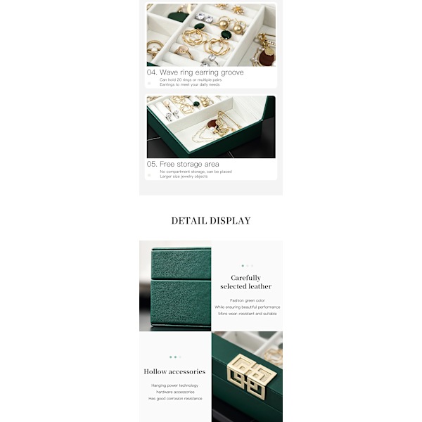 Transparent smyckeskrin Organizer Lyx PU-läder presentförpackning 1pc