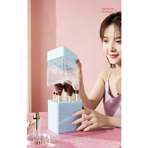 Sminkborstehållare Kosmetisk förvaringslåda pink 10.8*22*8.3cm