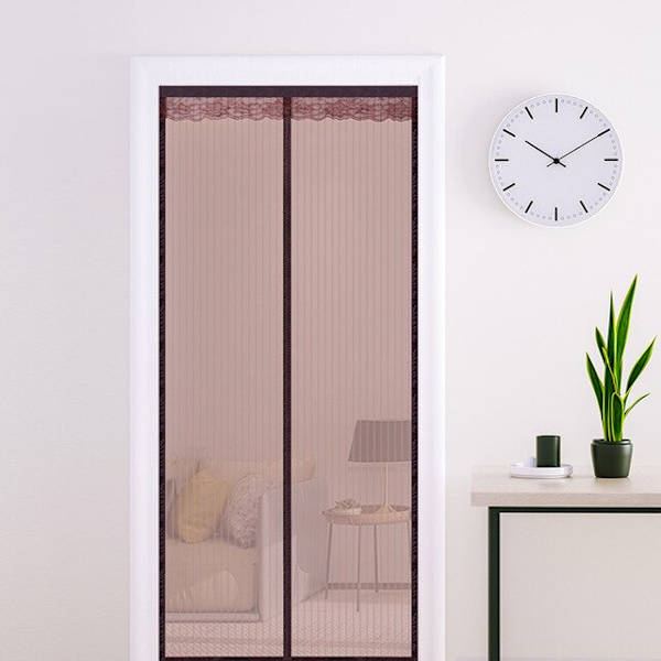 5 kokoa Basic Magneettinen Mosquito Net Summer Anti Bug Fly Oviverhot Mesh Brown 80 x 210cm
