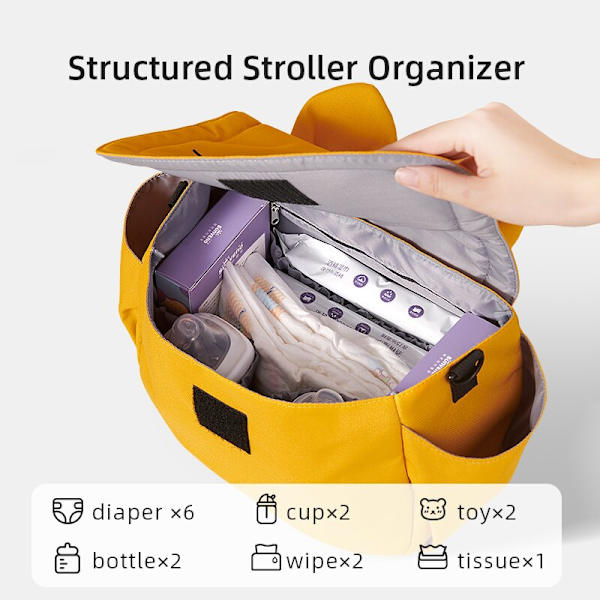Stor kapacitet Mommy Travel Maternity Universal Barnvagnsväskor yellow 43*24*15cm